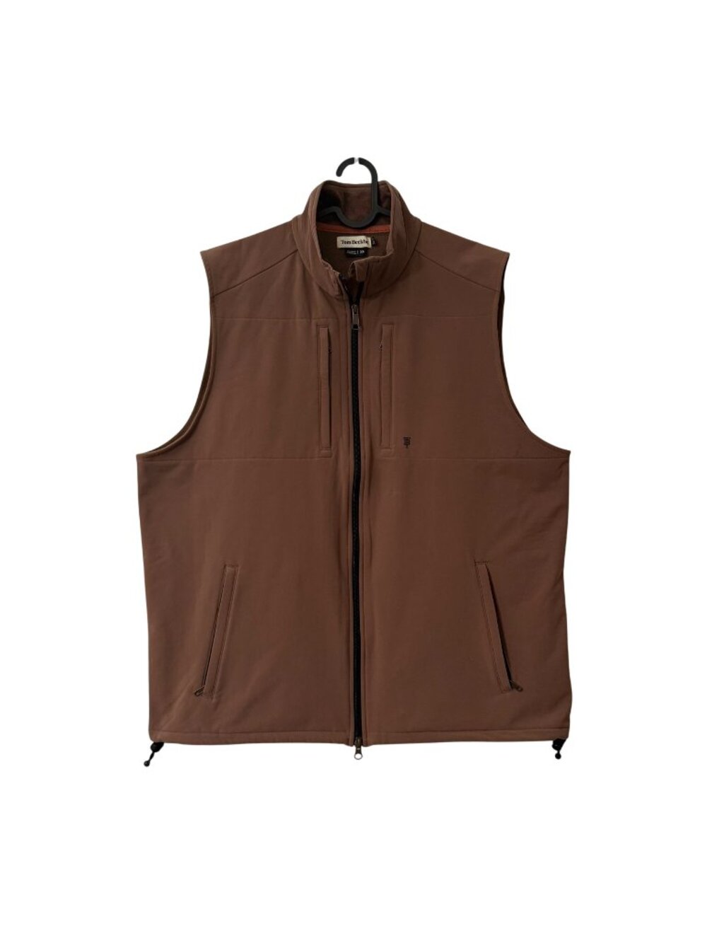 Tom Beckbe Brown Nylon Performance Full Zip Fleece Lined Vest Jacket Mens XLarge